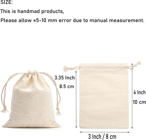 Tendwarm 20 Pack 3x3.9 Inch Mini Size Cotton Drawstring Bags Reusable Muslin Sachet Bag for Party Wedding...