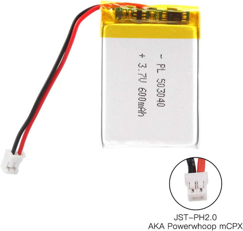 3.7V 600mAh Battery 503040 Lithium Polymer Ion Rechargeable Li-ion Li-Po Battery with 2P PH 2.0mm Pitch Connector......