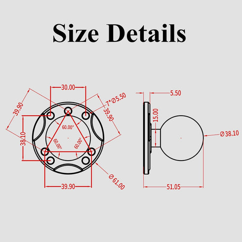 BRCOVAN 1.5'' Ball Mount Base with Aluminum Alloy AMPS Hole Round Plate & 1.5'' TPU Ball Adapter Compatible with RAM Mounts C Size 1.5 Inch Ball D...
