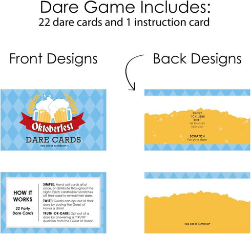 Big Dot of Happiness Oktoberfest - German Beer Festival Game Scratch Off Dare Cards - 22 Count...