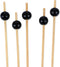 BambooMN Decorative Ball End Cocktail Fruit Sandwich Picks Skewers for Catered Events, Holiday's, Restaurants or Buffets Party Supplies - 4.7" Bla...