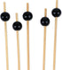 BambooMN Decorative Ball End Cocktail Fruit Sandwich Picks Skewers for Catered Events, Holiday's, Restaurants or Buffets Party Supplies - 4.7" Bla...