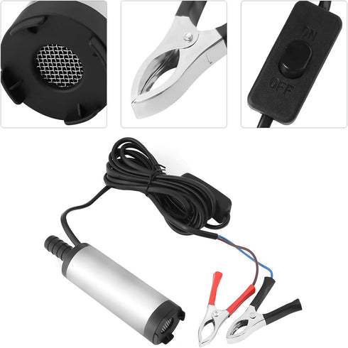 12V 3.8cm 12L/min Stainless Steel Submersible Pump Discharge Diesel Water Kerosene Refueling Tool 8500r/m...