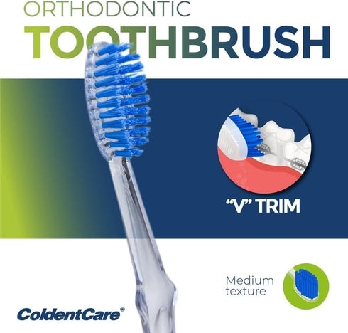 Orthodontic V-Shaped Toothbrush - Medium Bristle, Tongue Cleaner, Interproximal Head Ideal for Ortho Braces Cleaning, Double Extreme Toothbrush,1 ...