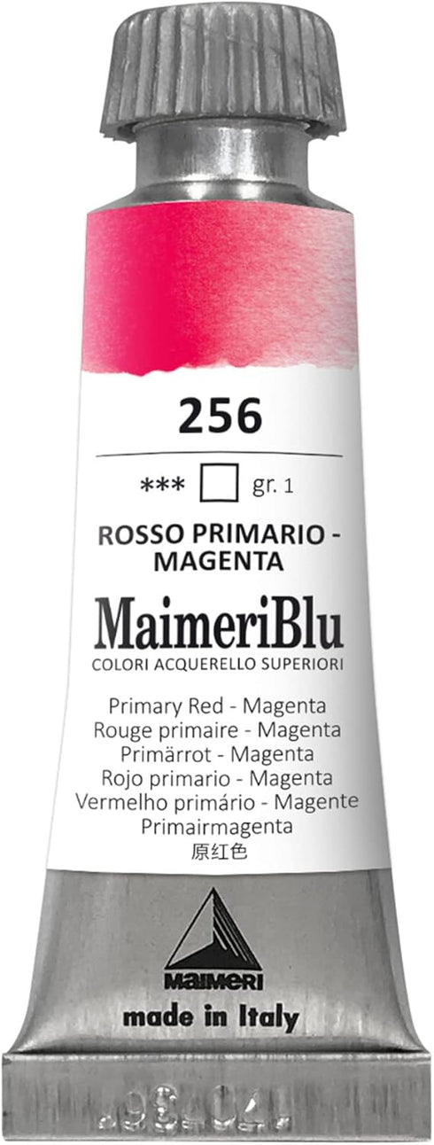 MaimeriBlu 12ml Single-Pigment Watercolor Paint - Primary Red - Magenta PV19 Professional Watercolor Paint - Lightfast and Transparent Watercolor ...