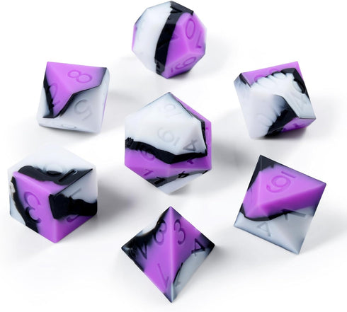 DNDND Silicone DND Dice Set, 7PCS Silicone Rubber D&D Die with Clear Plastic Display Case for Dungeons and Dragons Role Playing Games and Tabletop...