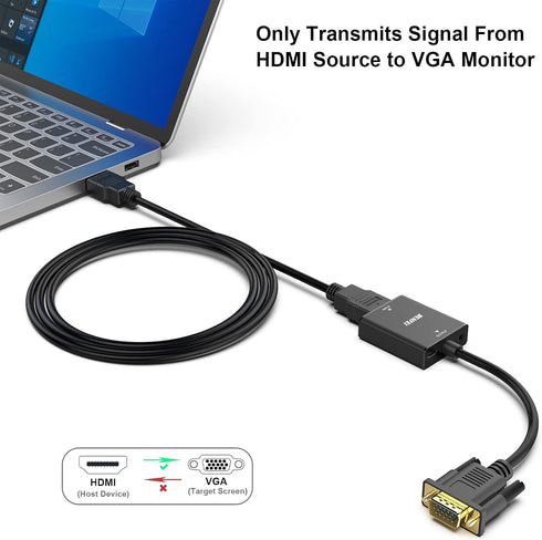 BENFEI HDMI to VGA, 2 PACK HDMI to VGA Adapter (Female to Male) with 3.5mm Audio Jack Compatible for TV Stick, Computer, Desktop, Laptop, PC, Moni...
