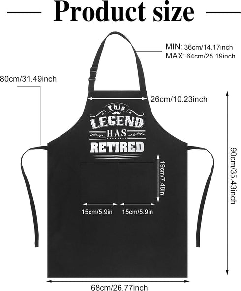 This Legend Has Retired Apron Funny BBQ Apron with 2 Pockets Waterproof Dad Cooking Apron for Cooking Grilling Kitchen, Retirement Gifts for Men W...