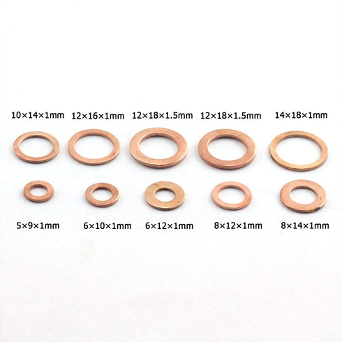 200pcs M5-M14 Professional Solid Copper Washers Assorted Kit Flat Ring Plumbing Seal Gasket for Screws Bolts Hardware Fitting Accessories...
