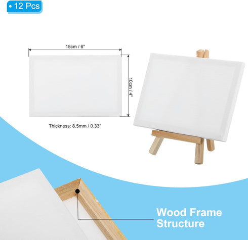 PATIKIL 6x4 Canvas Boards for Painting, 12Pack Cotton Wood Frame Rectangle Triple Primed Stretched Blank Canvas Panel for Acrylic, Oil, Tempera Pa...