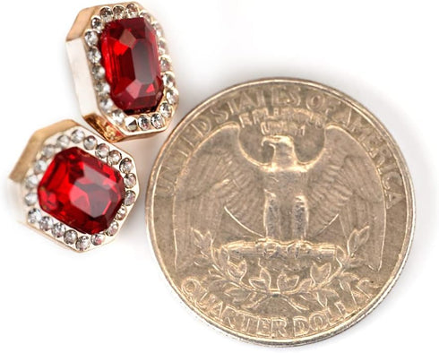 Emerald Cut Ruby Rhinestone Sewing Shank Buttons 20 Pcs - 12X10mm, 1/2"...