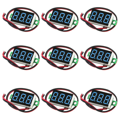 9pcs Voltage Meter 0.36 Inch 2 Wire DC 0-32V with Three Digit Panel LED Display Panel Mount Car Motorcycle Battery Monitor Tester Reverse Polarity...