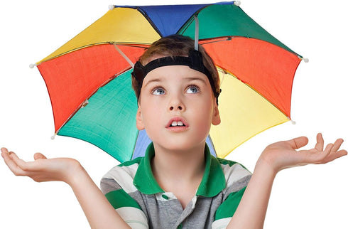 Umbrella Hat, 27" Diameter Rainbow Umbrella Hats, Hands Free Fishing Umbrella Cap Sunhat, Head Umbrella Hat for Kids, Men & Women, Headwear Umbrel...