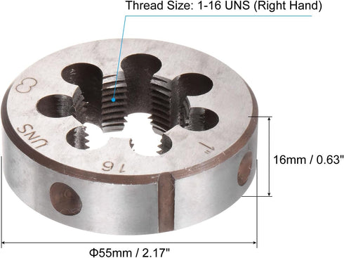 uxcell Round Threading Dies, 1-16 UNS Thread (Right Hand), Alloy Tool Steel Screw Cutting Die Repair Tool...