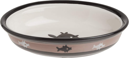 PetRageous 10070 Oval City Pets Stoneware Cat Bowl 6.25-Inch Wide and 1.5-Inch Tall Saucer with 1-Cup Capacity is Dishwasher and Microwave Safe fo...