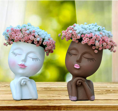 Face Planter, Head Planter, Plant Pots Indoor, Plant Pot for Home Decor, Flower Pots with Drainage, Cute Planters for Women, Succulent Pots, Face ...
