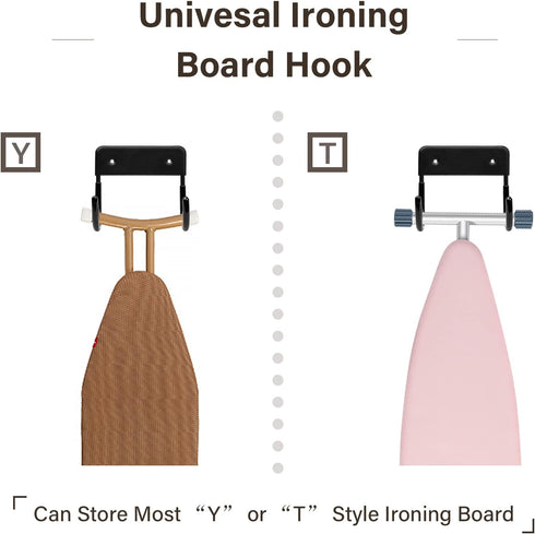 Ironing Board Hanger Iron Board Wall Mount for Laundry Rooms, Black...