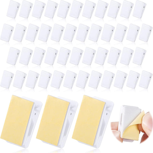 50 Pieces Self Adhesive Clips Adhesive Wall Tapestry Clips White Poster Spring Clips Plastic Sticky Picture Hanging Clips for Teachers Double Side...