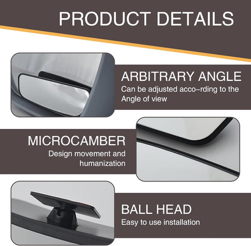 2 PCS Car Rearview Mirror, Waterproof HD Glass Adjustable Vehicle Reversing Auxiliary Mirror with Curved Mount, Universal Rectangular Blind Spot M...