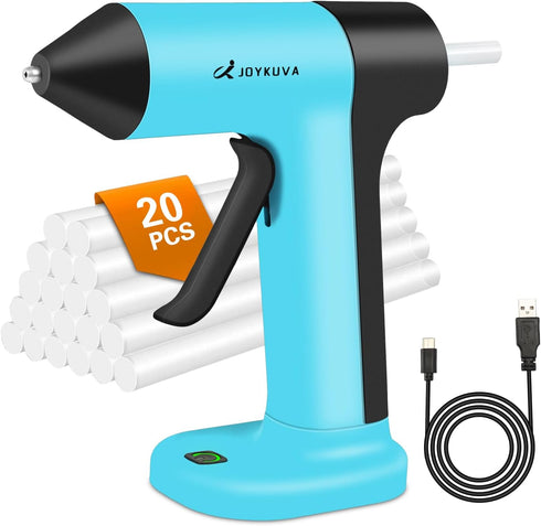 Cordless Glue Gun, USB-C Hot Glue Gun and Sticks Set - 30s Fast Preheating, 2000mAh Rechargeable Battery, Smart Power-Off, 20 Glue Sticks, Mini Gl...