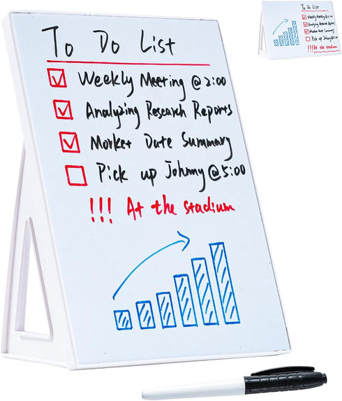 Desktop Dry Erase Board, Small Whiteboard with Stand, A5 Size 8.3 x 5.8 Inches with A Dry Erase Marker...