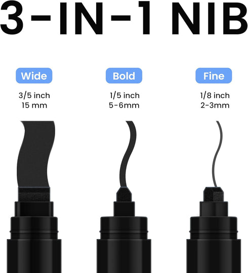 Liquid Chalk Markers Erasable Window Paint Pen: 15mm Jumbo Wet Erase Glass Washable Markers Large Wide Tip 1 Black 2 White Chalk Markers for Chalk...