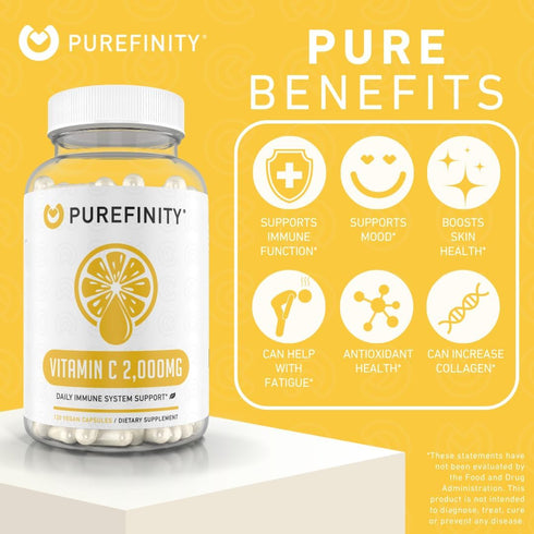 Vitamin C 2000mg Capsules – Double Strength Vitamin C Capsules Supplement with High Absorption and Powerful Antioxidant Properties – 120 Capsules ...