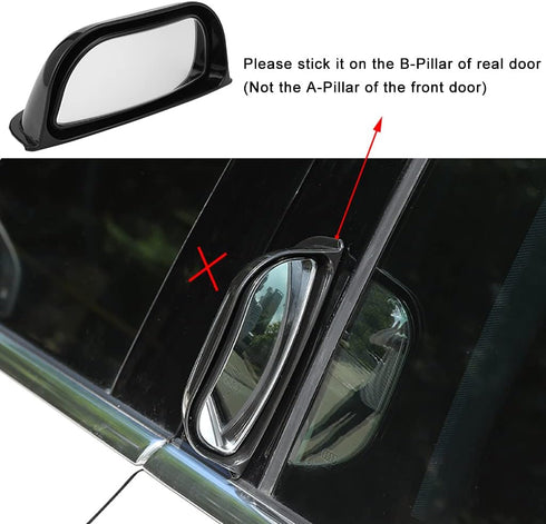 Back Passenger Rear View Mirror Adjustable Blind Spot Mirror,Real Glass,Car SUV Side View Mirror Wide Angle With Convex Surface Stick on B-Pillar ...