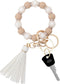 Silicone Key Ring Bracelet for Women, Elastic Beaded Wristlet Keychain Key Holder with Zircon & Tassel for Mother's Day Gift...