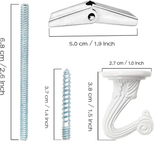 GoodtoU 10 Sets Ceiling Hooks Heavy Duty Swag Hook with Hardware for Hanging Plants Ceiling Installation Cavity Wall Fixing White...