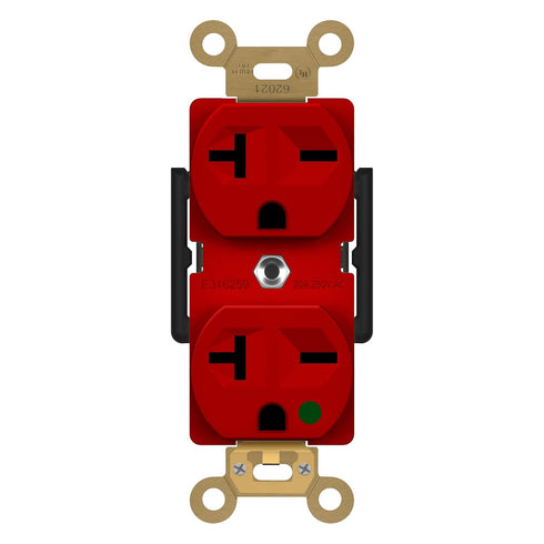 ENERLITES Hospital Grade Duplex Receptacle, Polycarbonate Thermoplastic, 2-Pole, 3-Wire 20A/250V, 6-20R, UL Listed, Self-grounding, Break-Off Plas...