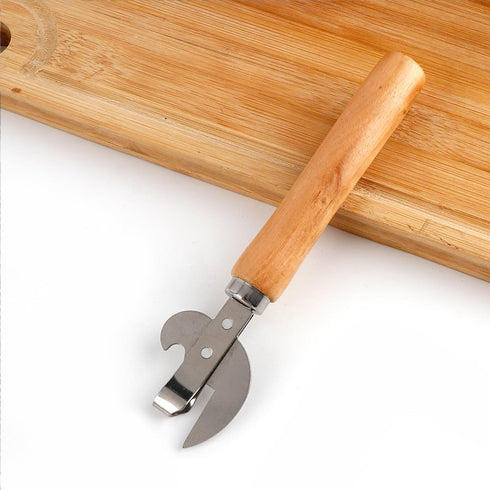 3 PACK Stainless Steel Kitchen Utensil Multifunctional Lid Remov with Wood Handle Bottle Punch Can Opener for Camping and Traveling...