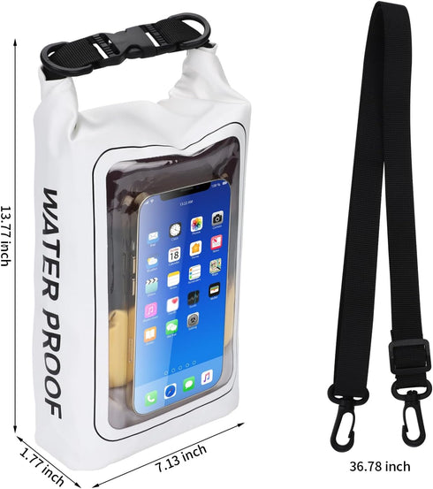 IP68 Waterproof Dry Bag, 2L - Roll Top Waterproof Pool Bag?dry bags for kayaking waterproof-w/Phone Pouch,Large Waterproof Phone Pouch,Boating & K...