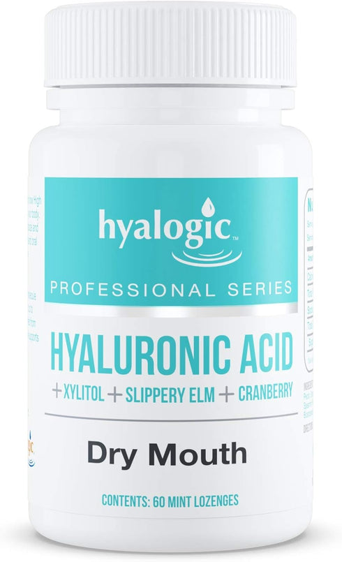 Hyalogic Oral Care Dry Mouth Mints - Hyaluronic Acid HA & Xylitol Lozenges for Hydration - Natural Mint Breath Freshener, Sugar-Free & Vegan Frien...