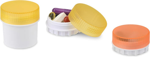 Portable Pill Box, Small Daily Pill and Vitamin 3 Containers, Attachable Case to Magnetic Calendar or Any Magnetic Surface, for Travel or Home Use...