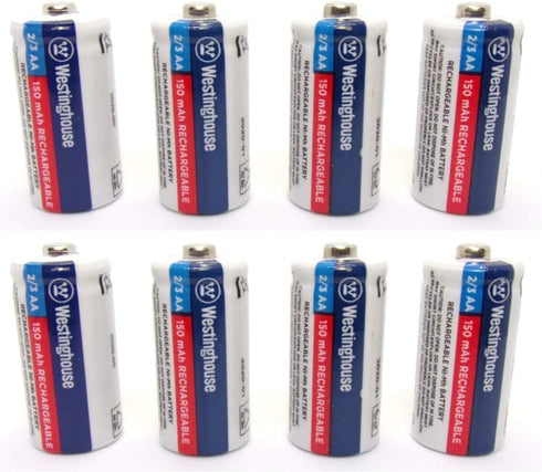 8X Westinghouse 2/3 AA Ni-Mh Battery Batteries Rechargeable 1.2 V Volt 150 mAh Reusable Chargeable by JL Missouri Parts...