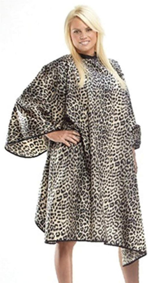 CATWALK CAPE Animal Print Snap Neck Closure Stain Bleach Water Resistant Client Cape for Hair Stylist...