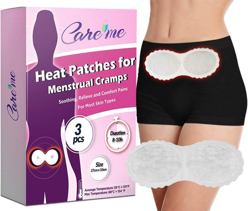Portable Heating Pad for Menstrual Cramps and Period Pain Relief- Adhesive Heat Patches on Clothing- Suitable for All Skin Types- 3 Patches in 1 P...