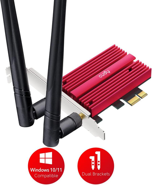 Cudy AX5400 Wireless WiFi 6E PCIe Card for PC, Bluetooth 5.2, AX210 Module Inside, Bluetooth 5.2/5/4.0, 802.11ax/ac/a/b/g/n, Windows 11,10, WE3000...