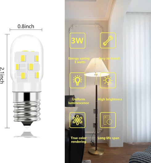 LED 8206232A Microwave Light Bulb (2 Pack) E17 LED Bulbs Replacement 8206232A Whrilpool Microwave 40w Light Bulb - 360LM Daylight White 6000K for ...