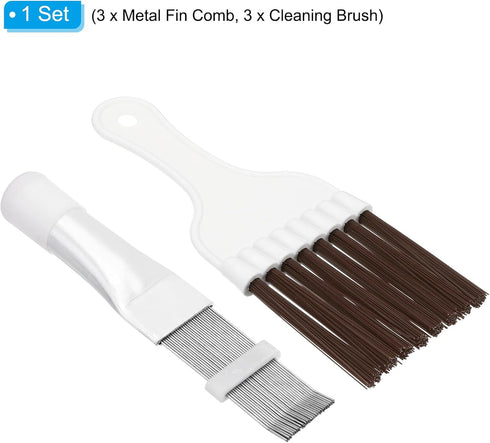 PATIKIL Air Conditioner Fin Comb, 3 Set Stainless Steel Condenser Fin Straightener & Cleaning Brush, AC Coil Cleaner Tool for AC Unit Radiator...