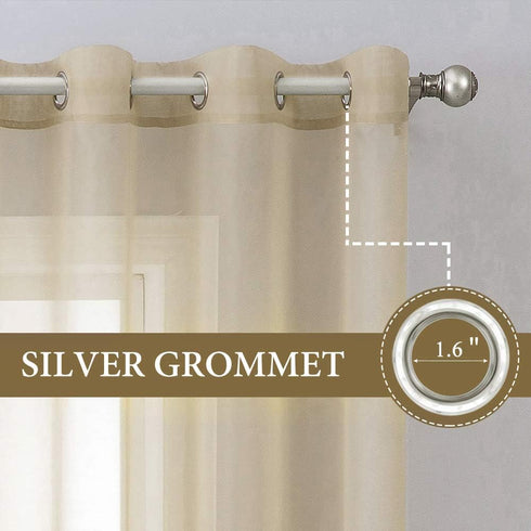 MIULEE 2 Panels Farmhouse Solid Color Beige Sheer Curtains Elegant Grommet Window Voile Panels/Drapes/Treatment for Bedroom Living Room (54X84 Inc...