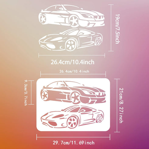 FINGERINSPIRE Sport Car Stencil 8.3x11.7inch Reusable Roadster Painting Stencil DIY Art Classic Car Pattern Decoration Template Racing Stencil for...