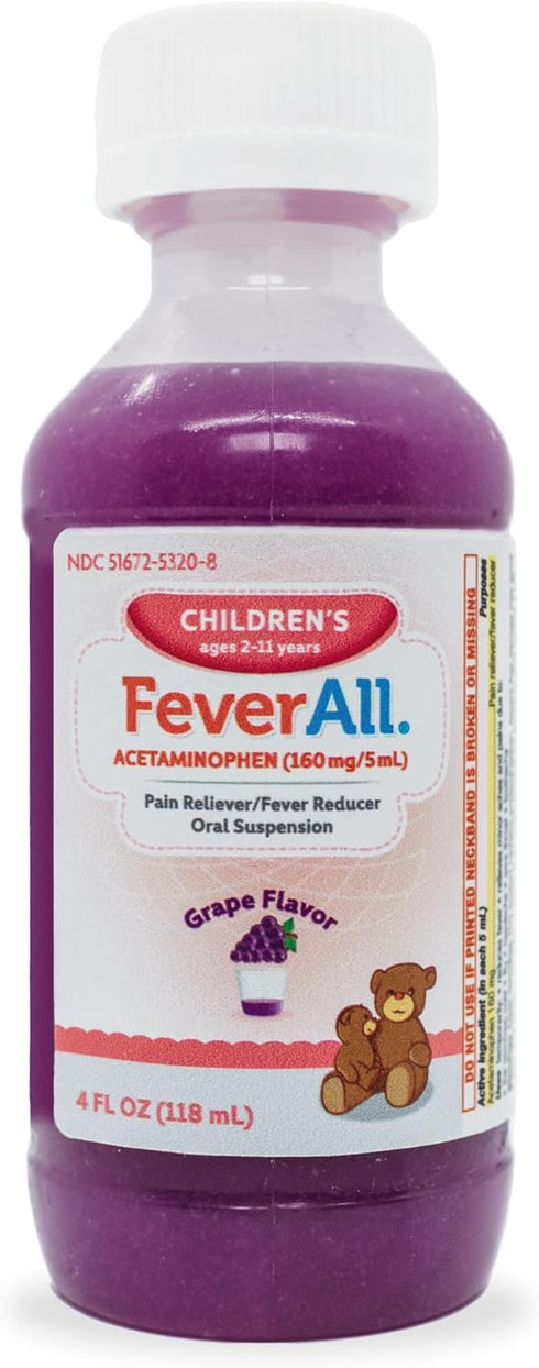 Feverall Liquid Oral Children Fever Reducer/Pain Reliever (4 oz., Grape)...