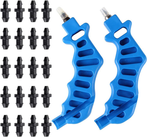 2-in-One Drip Irrigation Tubing Hole Punch, Easier 1/4" Inch Fitting & Emitter Insertion in Drip Sprinkler Systems, Blue...