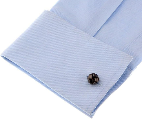 Knot Black Gunmetal Smooth 2 Bands Pair Cufflinks in a Presentation Gift Box & Polishing Cloth...