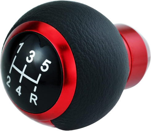 5 Speed Stick Shifter Knob Light PU Leather Gear Handle Car Ball Transmission Lever Head for Most Manual Automotive Vehicles (Red)...