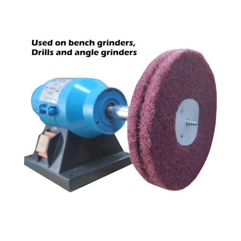 3PC 6 Inch x 2 Section Non Woven Polishing Wheel Kit for Bench Grinder with 10MM Arbor Hole Each 1PC Hard/Medium/Soft...