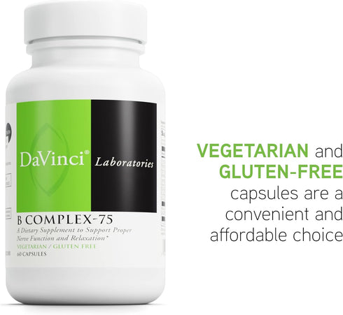 DAVINCI Labs B Complex-75 - Supports Relaxation and Proper Nerve Function* - Dietary Supplement with Niacin, Vitamin B6, B12, Biotin, Choline and ...
