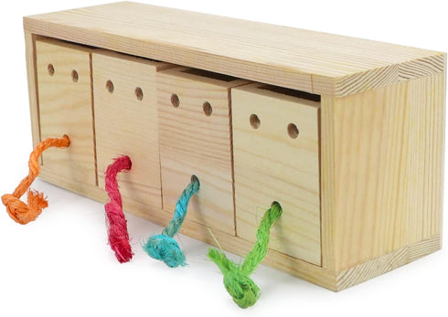 Bird Foraging Feeder Toy Training Intelligence Box Wooden for Parrot Budgie Parakeet Cockatiel Conure African Grey Cockatoo Amazon Finch Canary...